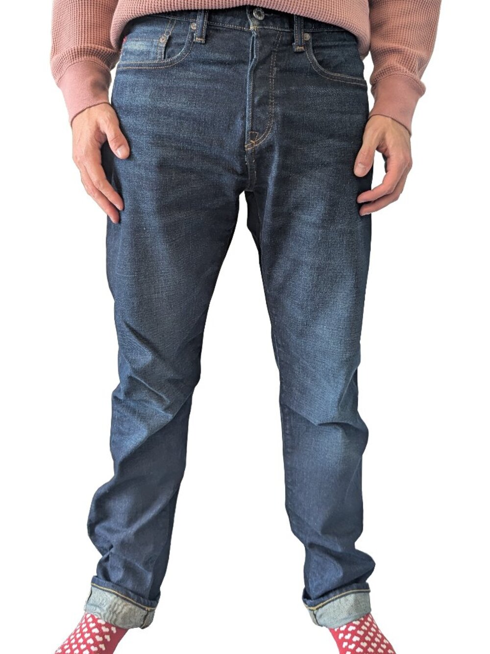 GAP Selvedge Cone Denim Button Fly in Slim Straight Dark Wash | 32 x 32